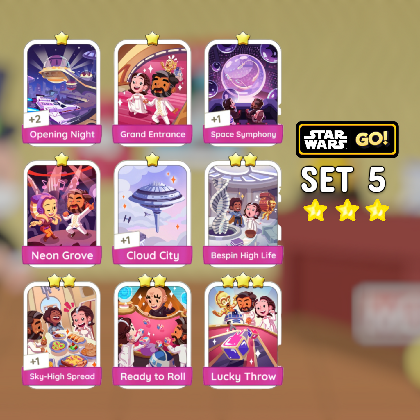 Set 5 1 - 3 Star ⭐⭐⭐ Monopoly Go Stickers