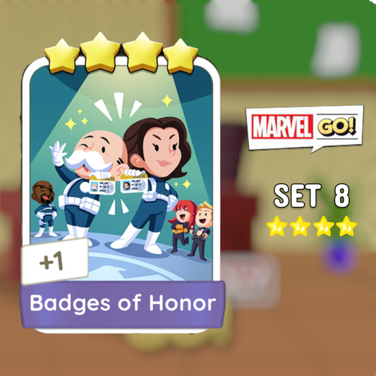 Set 8 4 Star Badges of Honor Monopoly Go Stickers