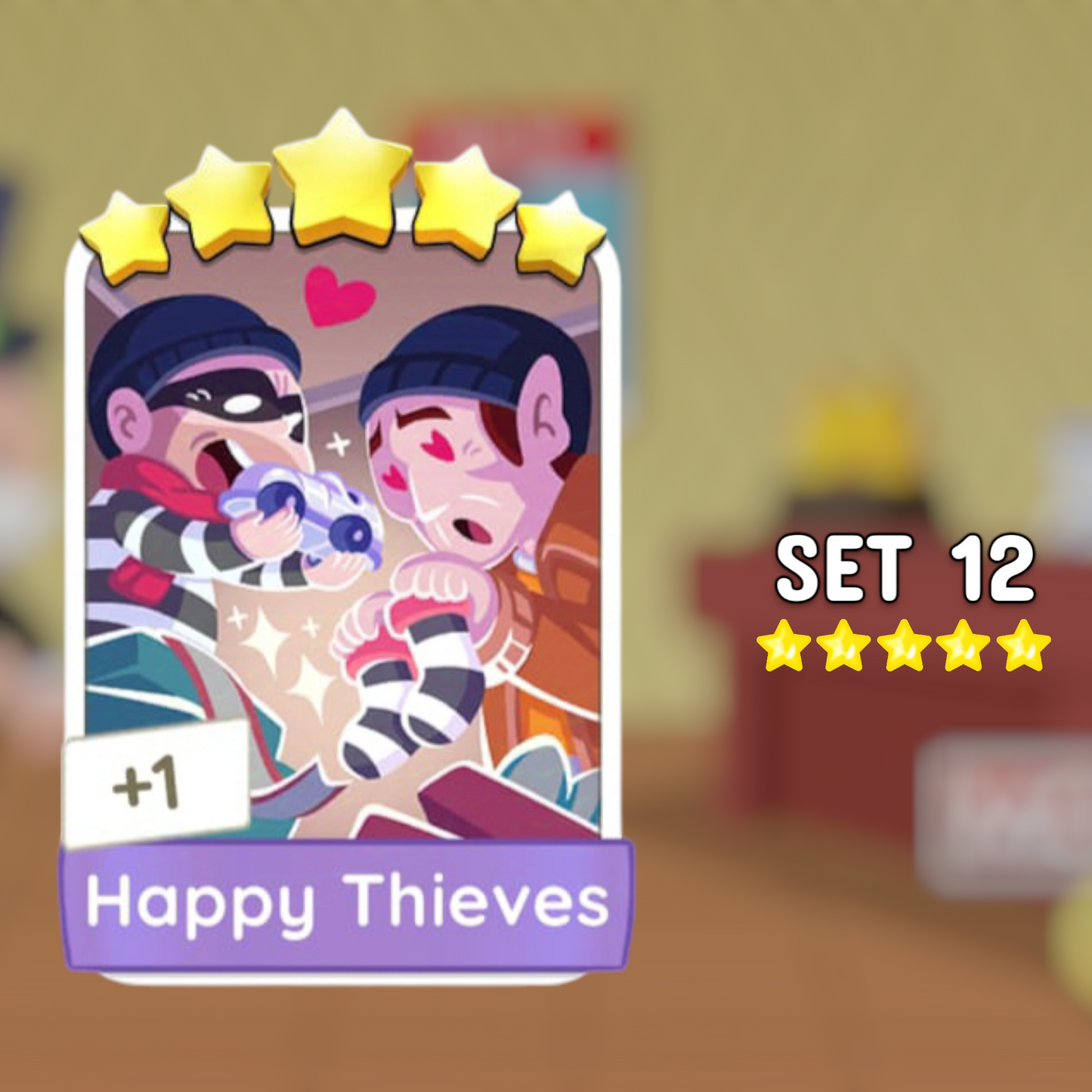Set 12 Happy Thieves 5 Star Monopoly Go Sticker