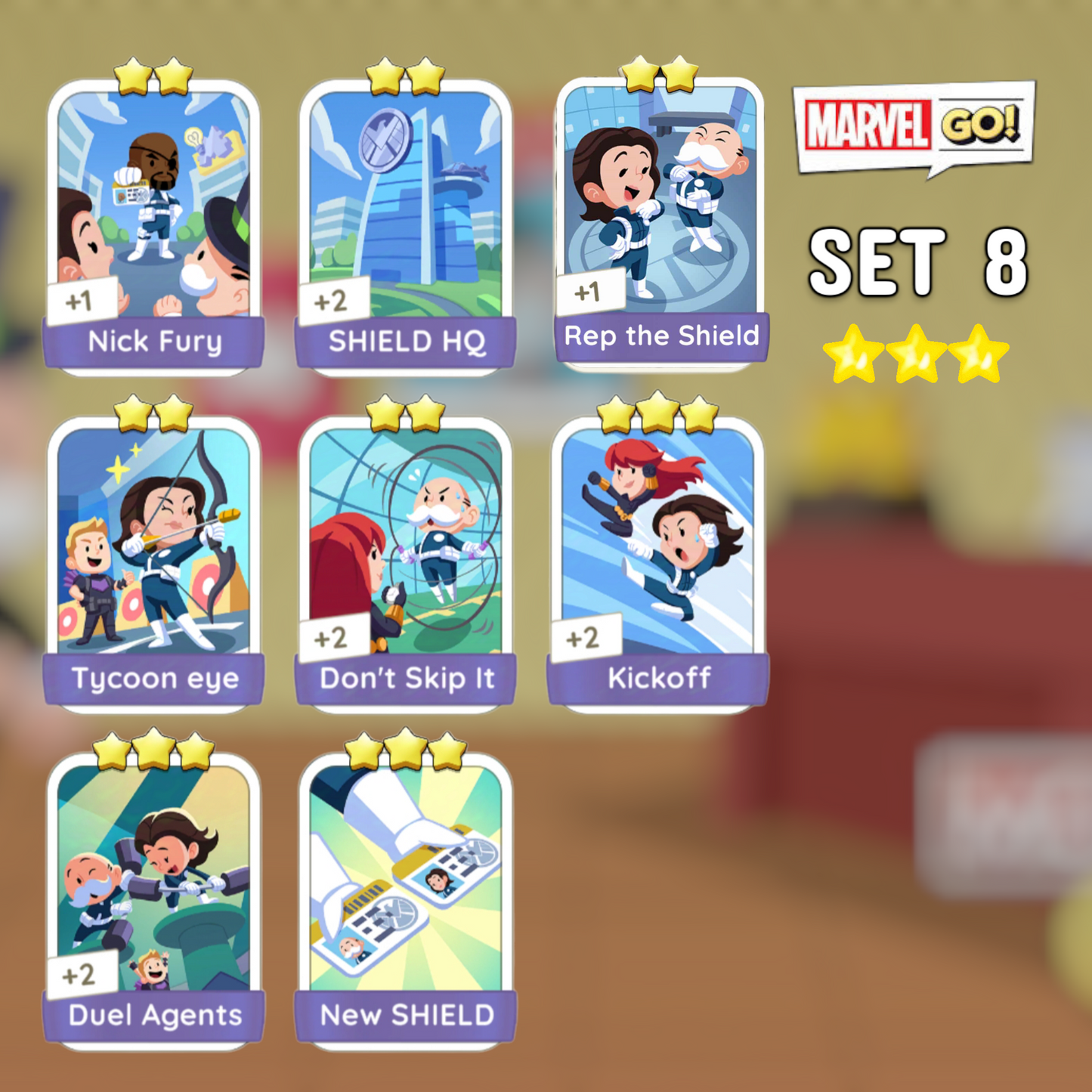 Set 8  1 - 3 Star ⭐⭐⭐ Monopoly Go Stickers