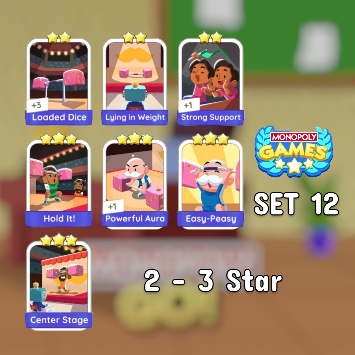 Set 12  2 - 3 Star ⭐⭐⭐ Monopoly Go Stickers