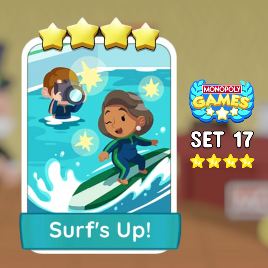 Set 17 Surf's Up 4 Star Monopoly Go Sticker