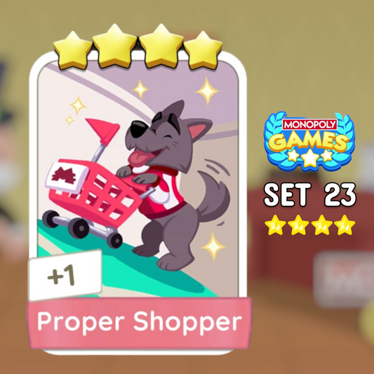 Set 23 Proper Shopper 4 Star Monopoly Go Sticker