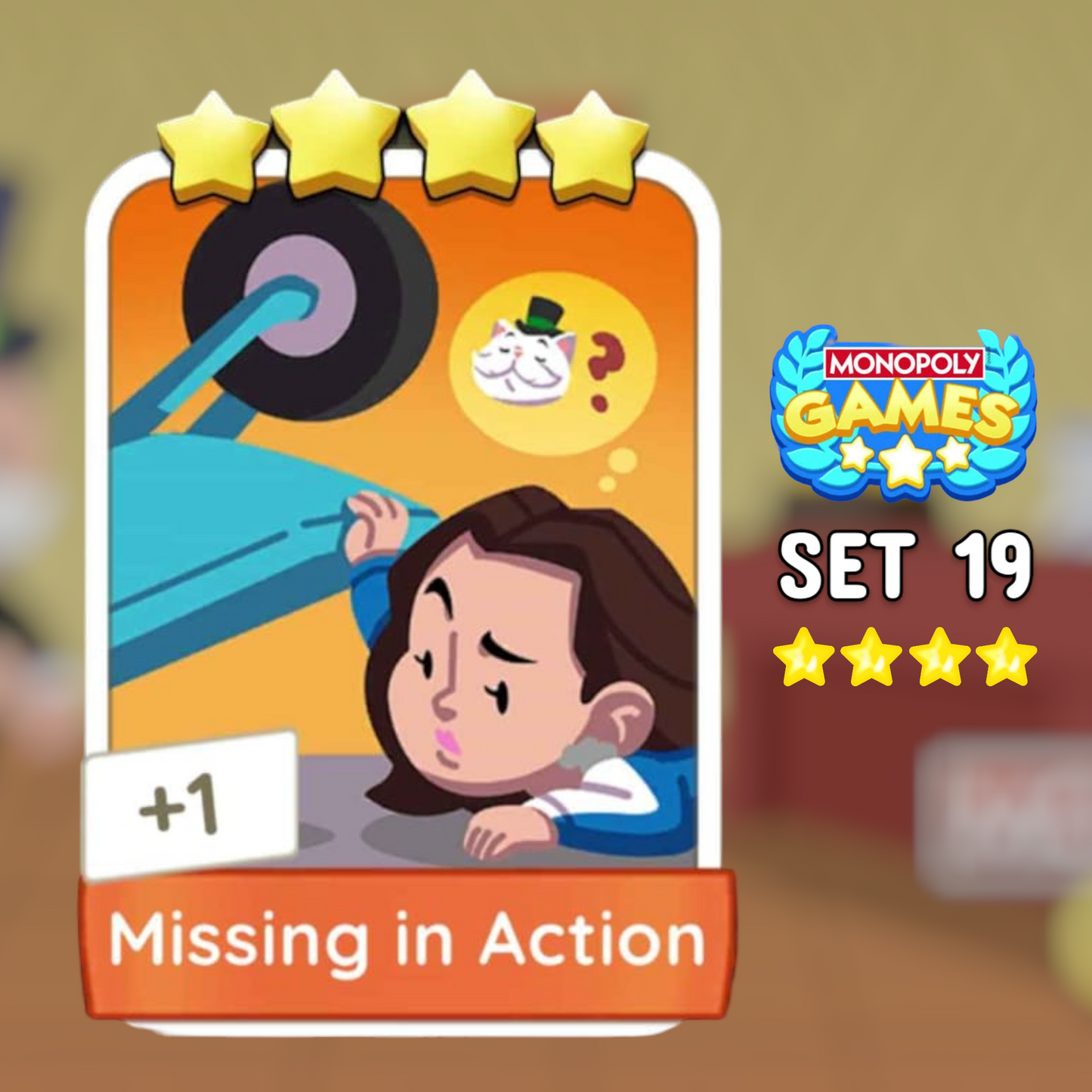 Set 19 Missing in Action 4 Star Monopoly Go Sticker